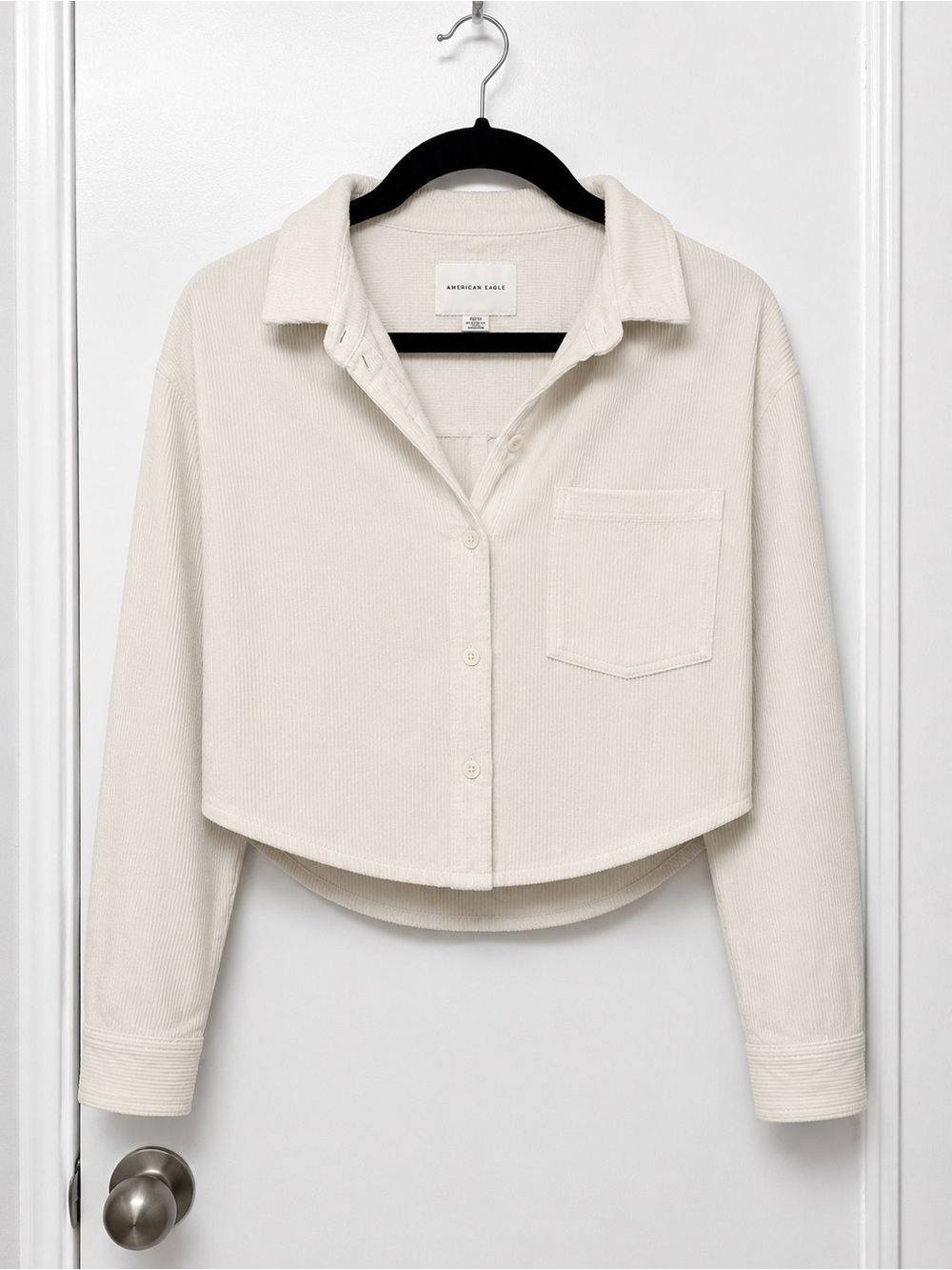 American Eagle Cream Corduroy Shirt Jacket